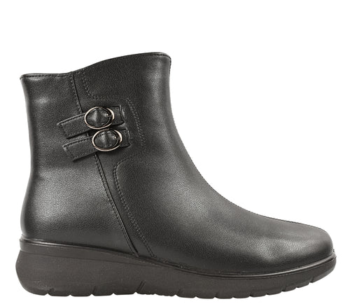 Ghete casual, dama, PASS COLLECTION, J870030A negru, piele naturala